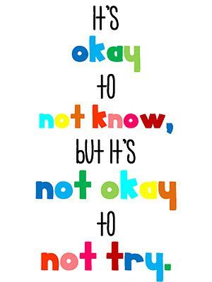 it's ok to not know, but it's not ok to not try
